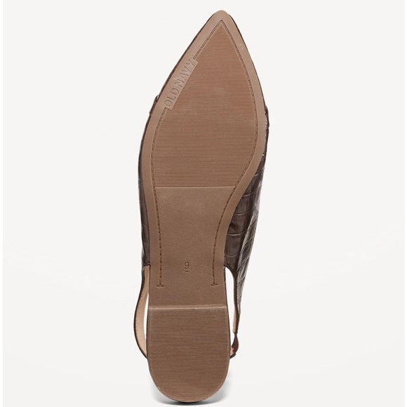 Old Navy Faux Leather Crocodile Slingback Flats with Gold Chain Detail, Size 9 - Picture 6 of 13